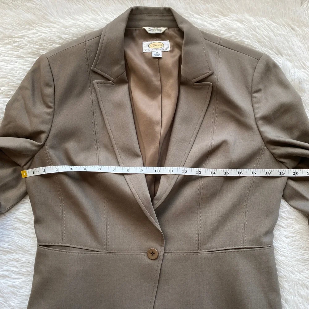 TALBOTS Blazer Womens 10P Brown Wool Blend Single Button Stretch Petite Jacket